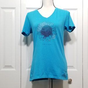 Life is Good Blue Sunflower T-Shirt NWOT (2-146)